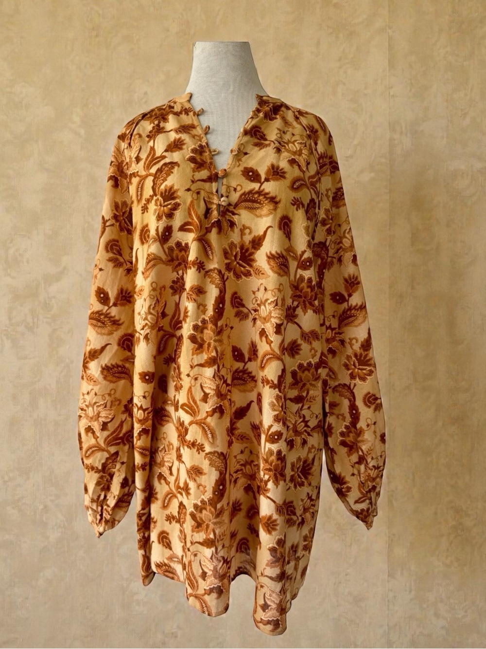 NWT Mason’s Daughter Lyndsey Zorich Floral Mini Dress XL Linen Balloon Sleeve - Picture 2 of 9